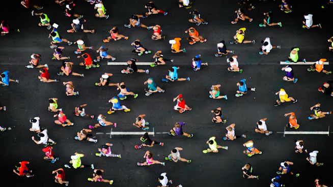 overhead shot of marathon