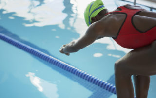 Swimmer on a starting block