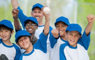 A youth league team at the ball park.