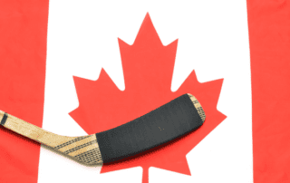 canadian hockey team country flag and hockey stick