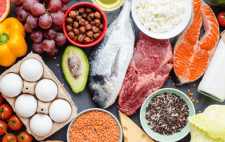 table full of different types of healthy foods